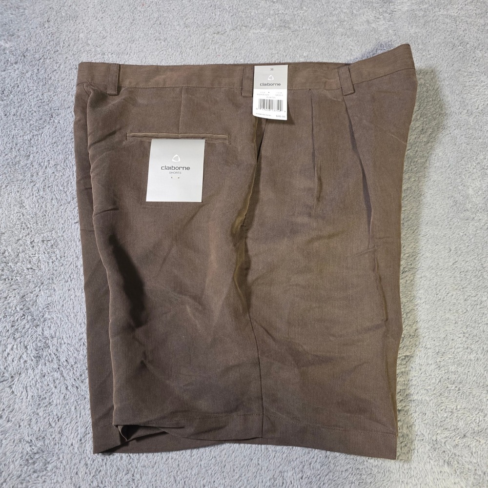 Claiborne Mens 36 Pleated Shorts Saddle Brown Rayon Blend Dress‎ Casual NWT